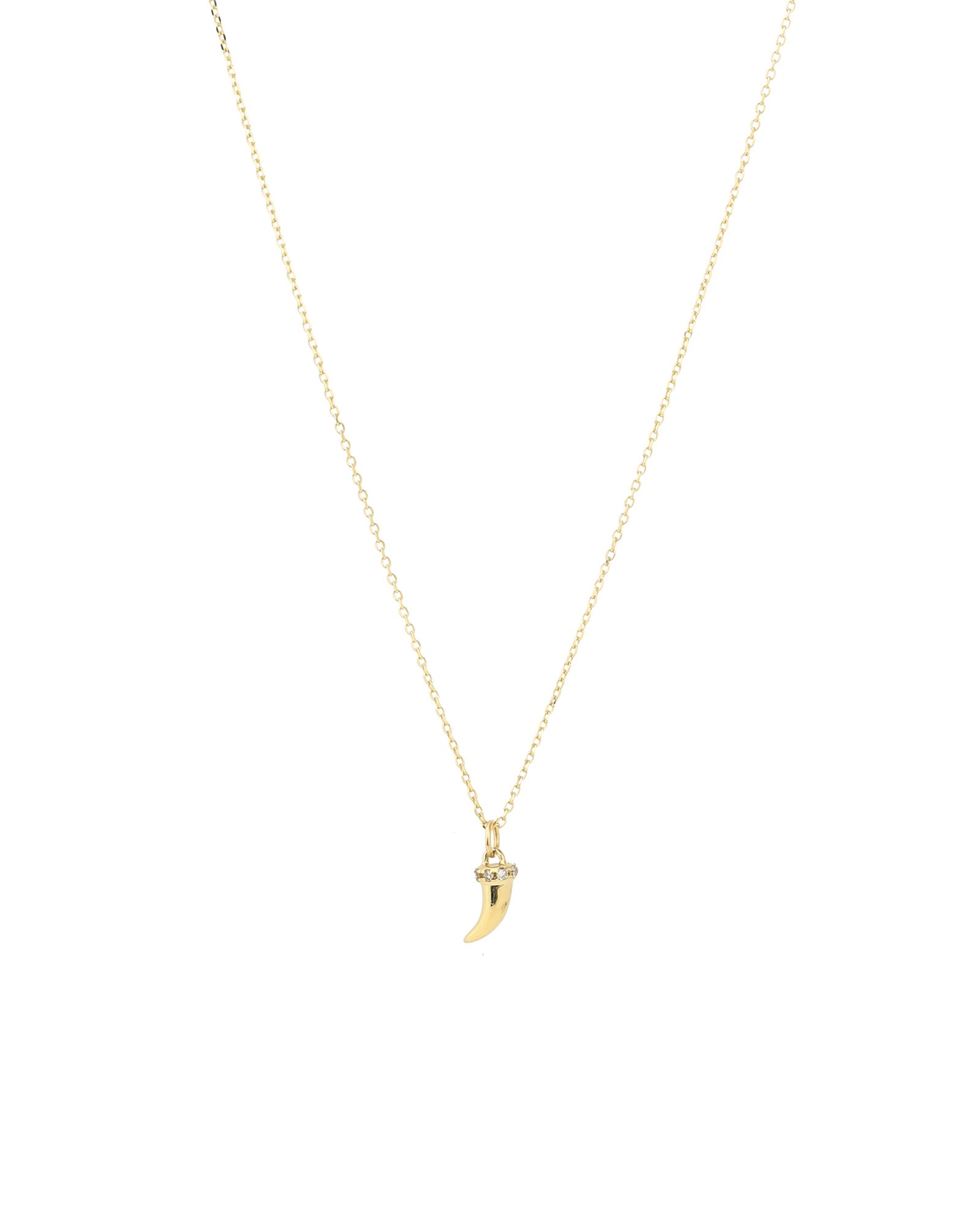 Diamond Horn Cable Necklace 14k Yellow Gold, 10k Yellow Gold