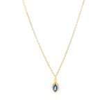 Marquise Diamond Halo Cable Necklace 14k Yellow Gold, Diamond