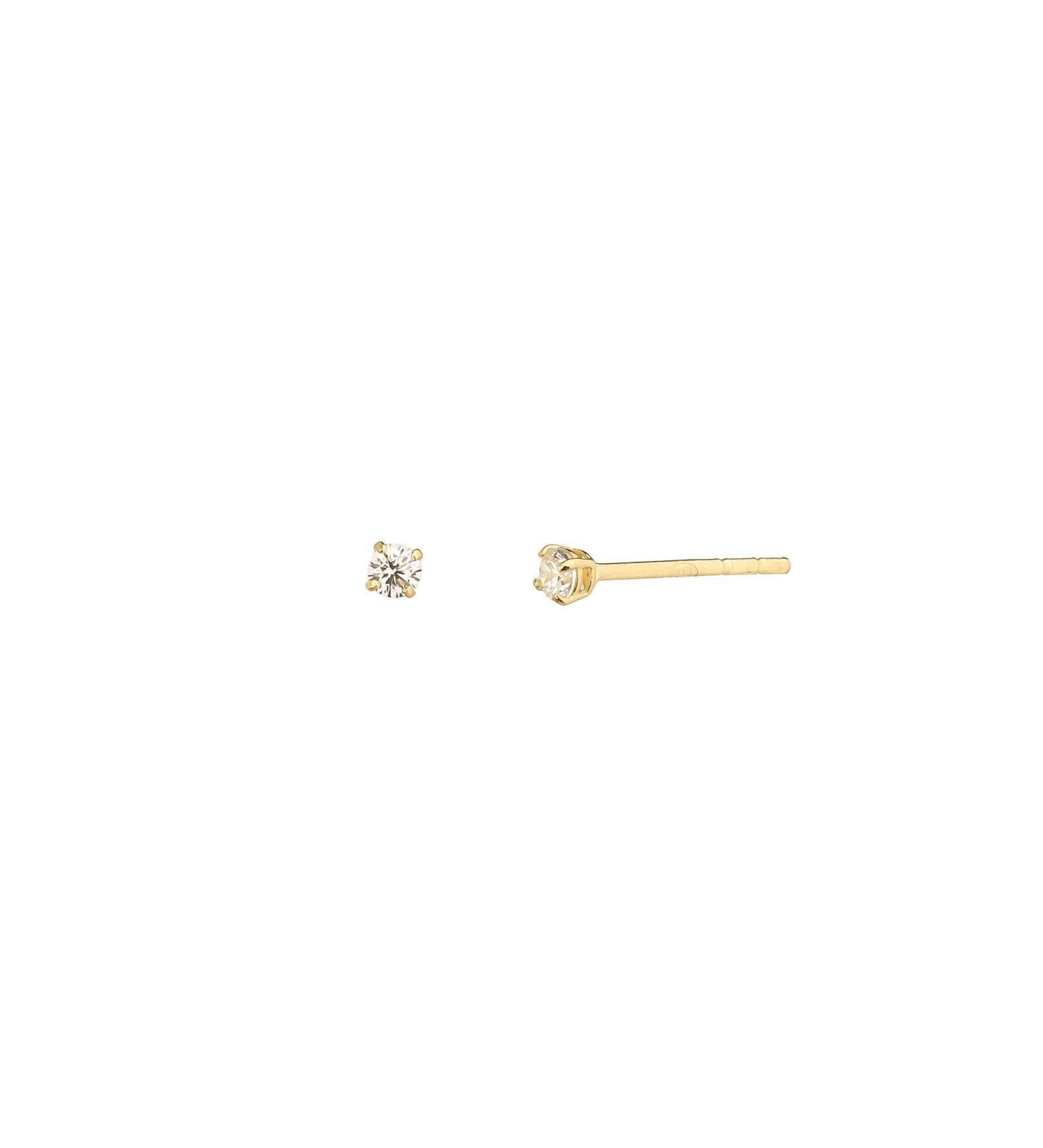 Round CZ 2mm Stud 10k Yellow Gold, Cubic Zirconia