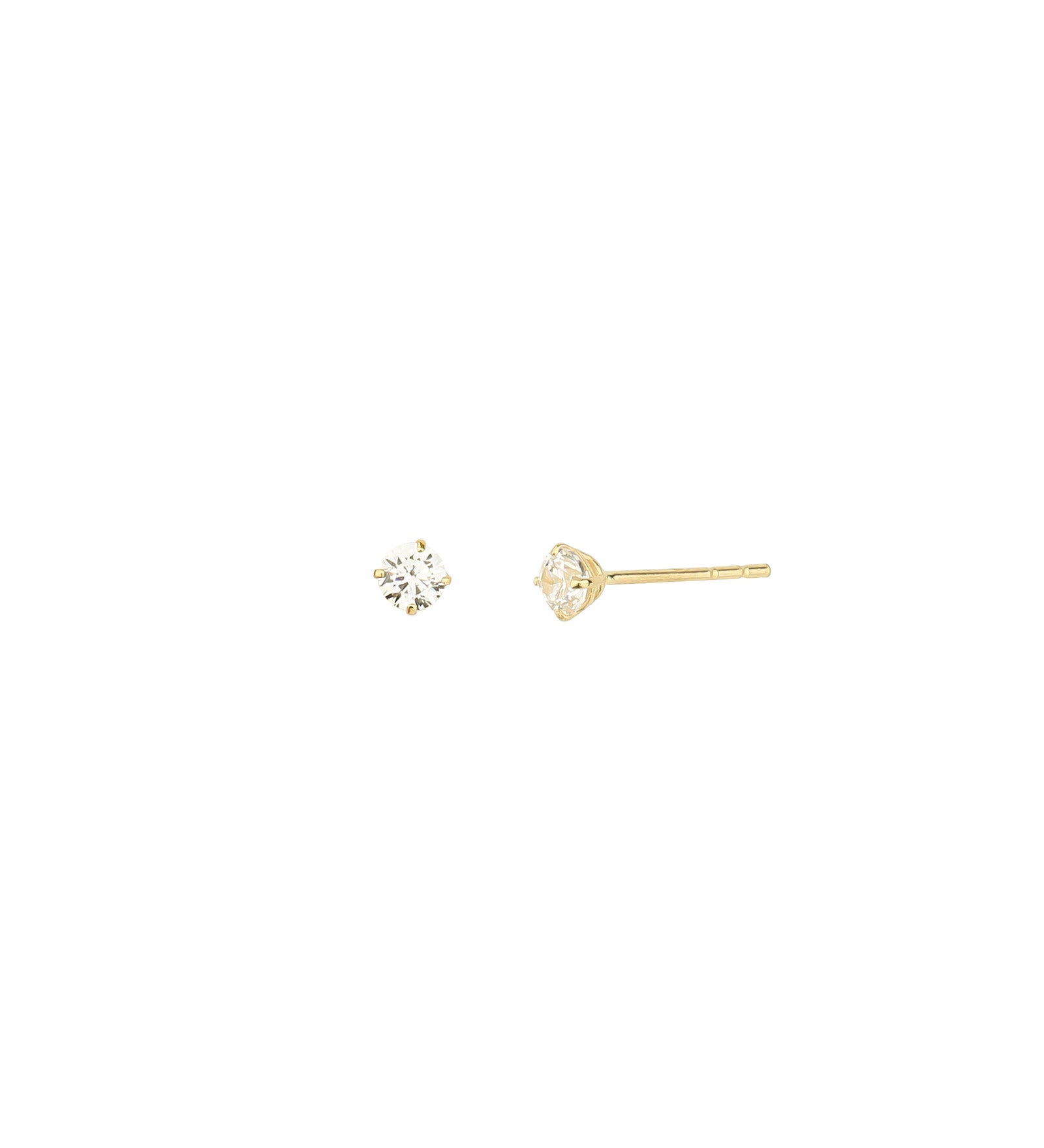 Round CZ 3mm Studs 10k Yellow Gold, Cubic Zirconia