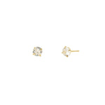 Round CZ 4mm Studs 10k Yellow Gold, Cubic Zirconia