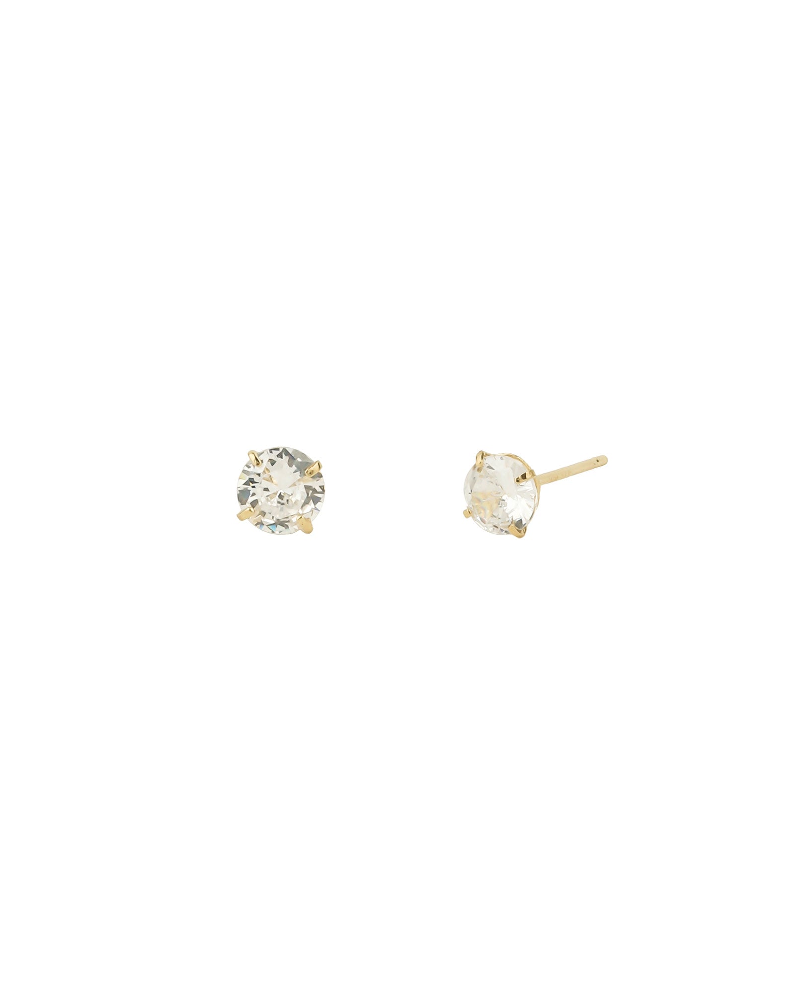 Round CZ 5mm Studs 10k Yellow Gold, Cubic Zirconia