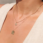 Goldhive-Snake Square Charm Necklace-Necklaces-10k Yellow Gold-Blue Ruby Jewellery-Vancouver Canada