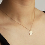 Snake Square Charm Necklace 10k Yellow Gold