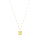 Snake Square Charm Necklace 10k Yellow Gold