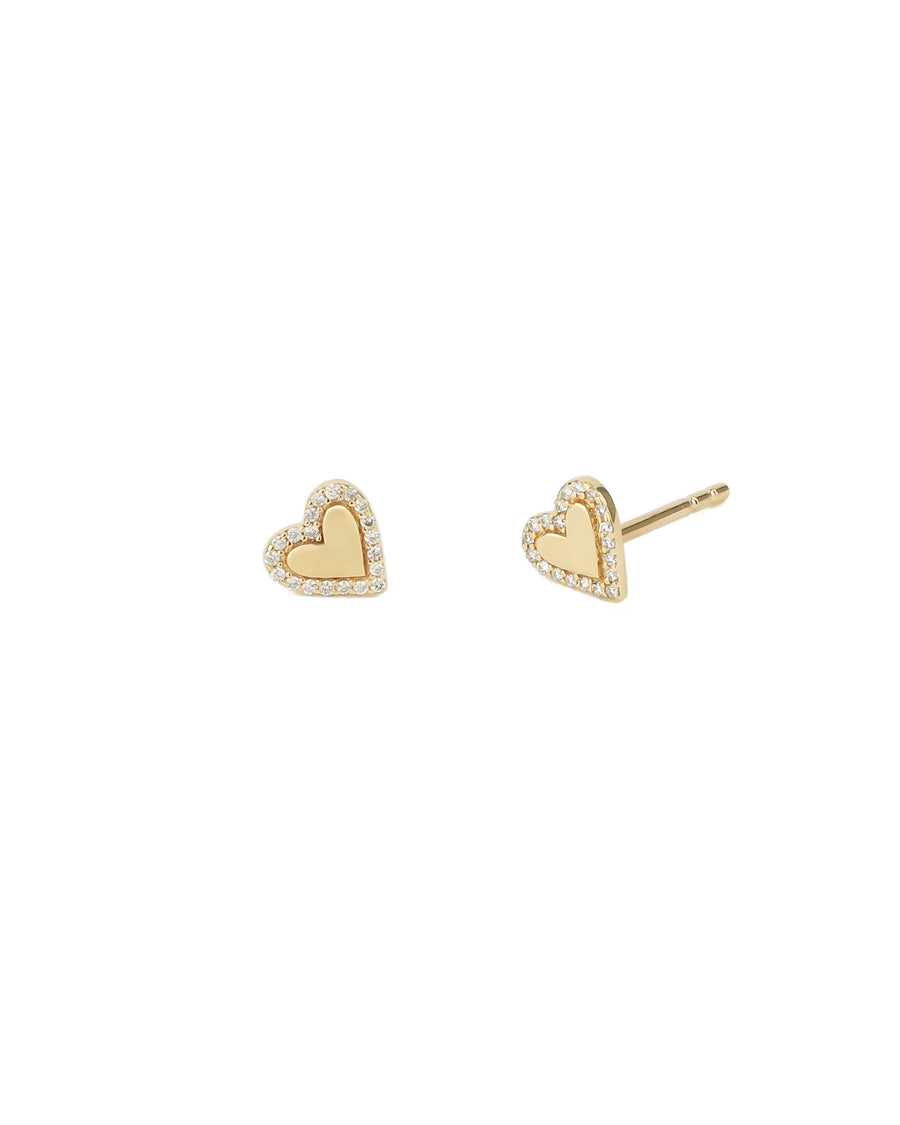 Heart Halo Studs 14k Yellow Gold, Diamond