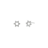 Star of David Studs 14k White Gold, Diamond