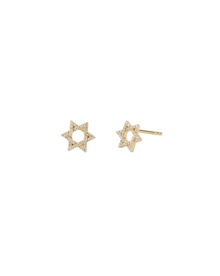 Star of David Studs 14k Yellow Gold, Diamond