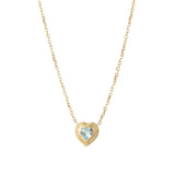 Heart Stone Necklace 14k Yellow Gold, Blue Topaz