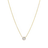 Halo Diamond Necklace 14k Yellow Gold, Diamond