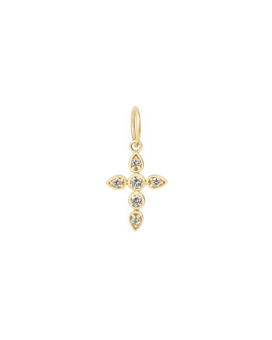 Goldhive-Cross Bezeled Diamond Charm-Necklaces-14k Yellow Gold, Diamond-Blue Ruby Jewellery-Vancouver Canada