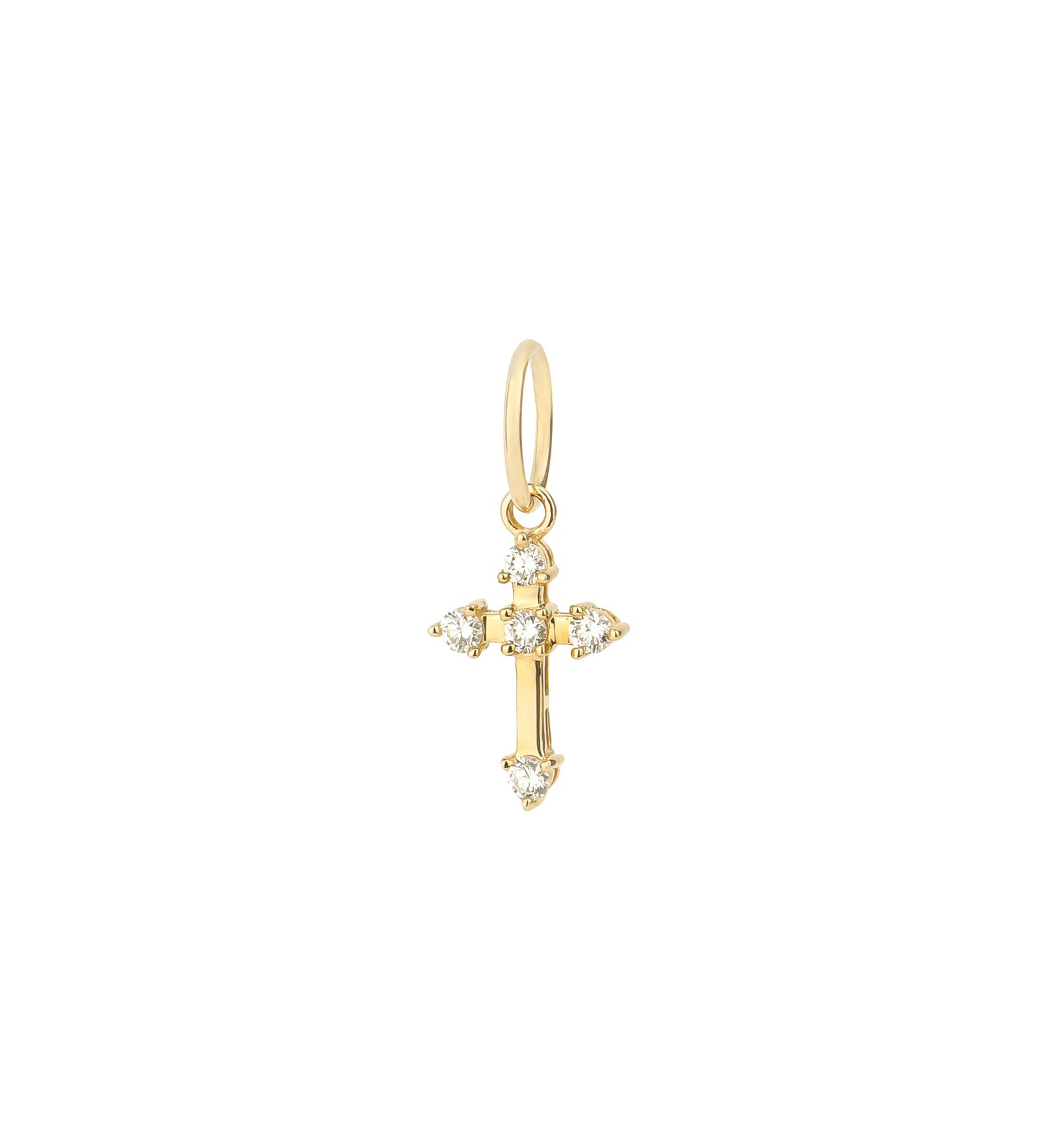 Goldhive-Cross Diamond Charm-Necklaces-14k Yellow Gold, Diamond-Blue Ruby Jewellery-Vancouver Canada