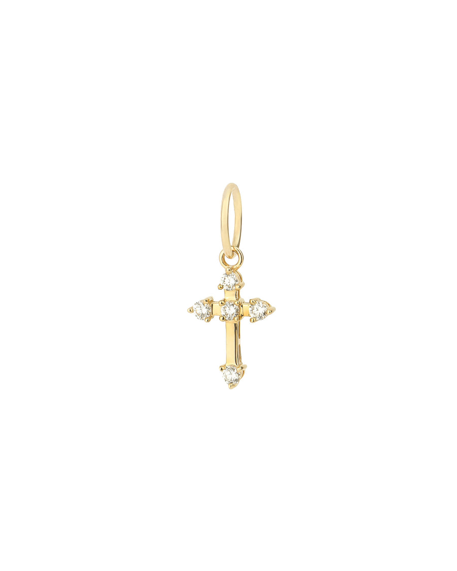 Goldhive-Cross Diamond Charm-Necklaces-14k Yellow Gold, Diamond-Blue Ruby Jewellery-Vancouver Canada