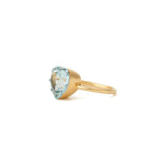 Heart Stone Ring 14k Yellow Gold, Blue Topaz / 7