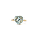 Heart Stone Ring 14k Yellow Gold, Blue Topaz / 7