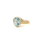 Teardrop Stone Ring 14k Yellow Gold, Blue Topaz / 7