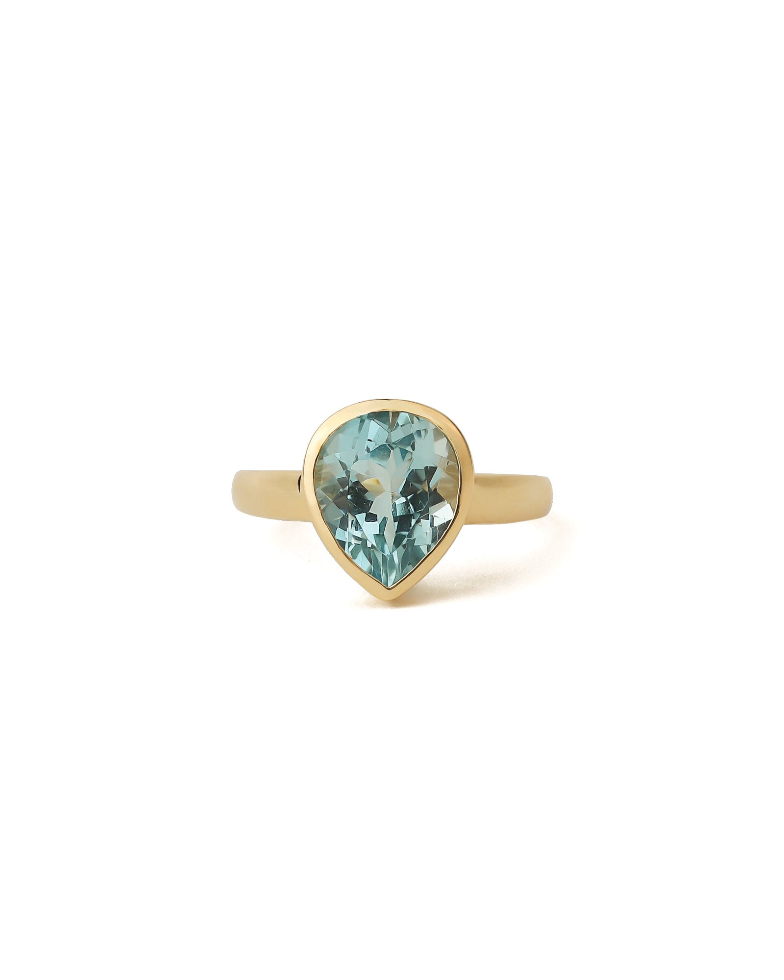 Teardrop Stone Ring 14k Yellow Gold, Blue Topaz / 7