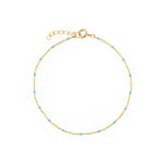 Enamel Bead Bracelet 10k Yellow Gold, Blue Enamel