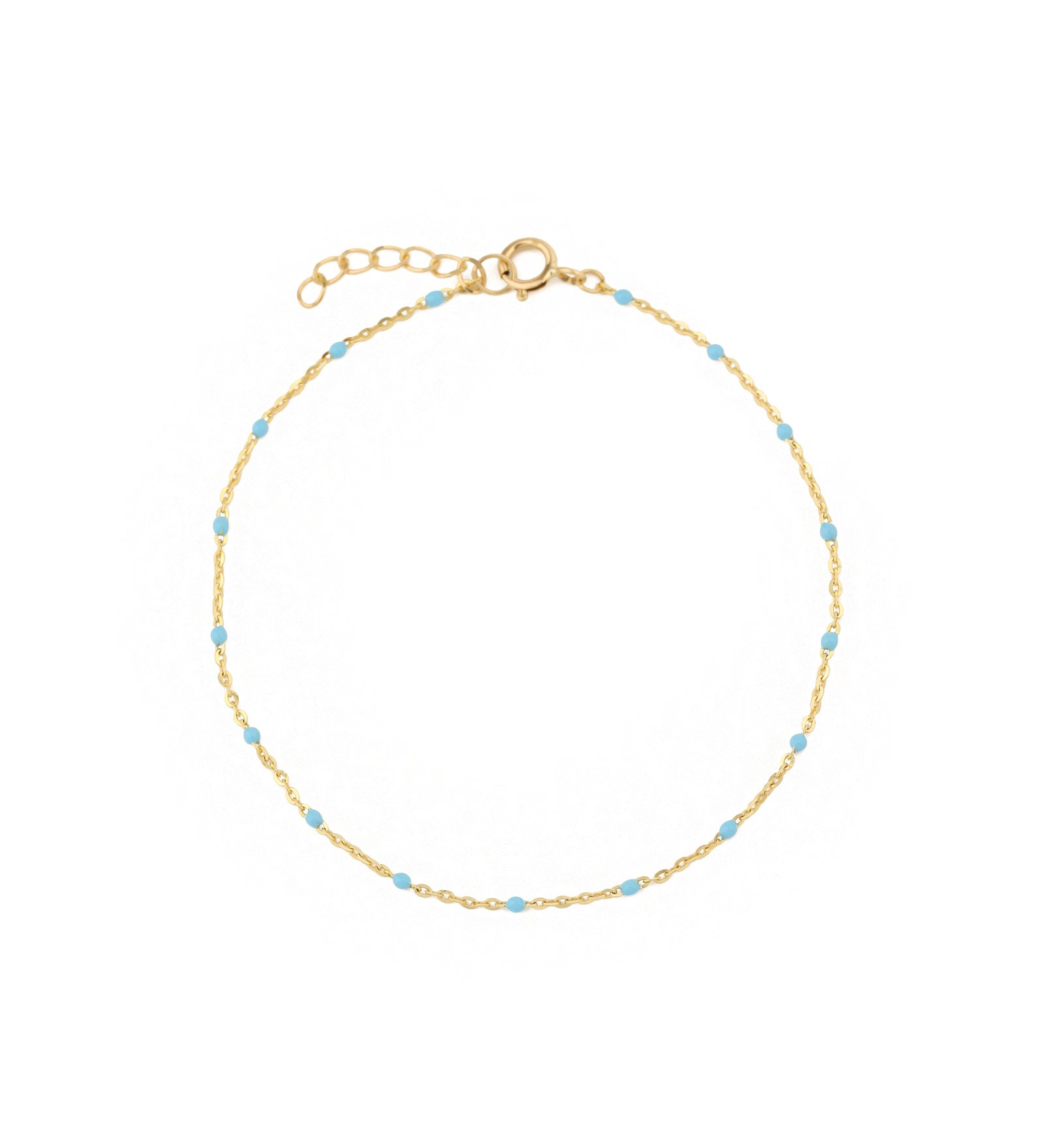 Enamel Bead Bracelet 10k Yellow Gold, Blue Enamel