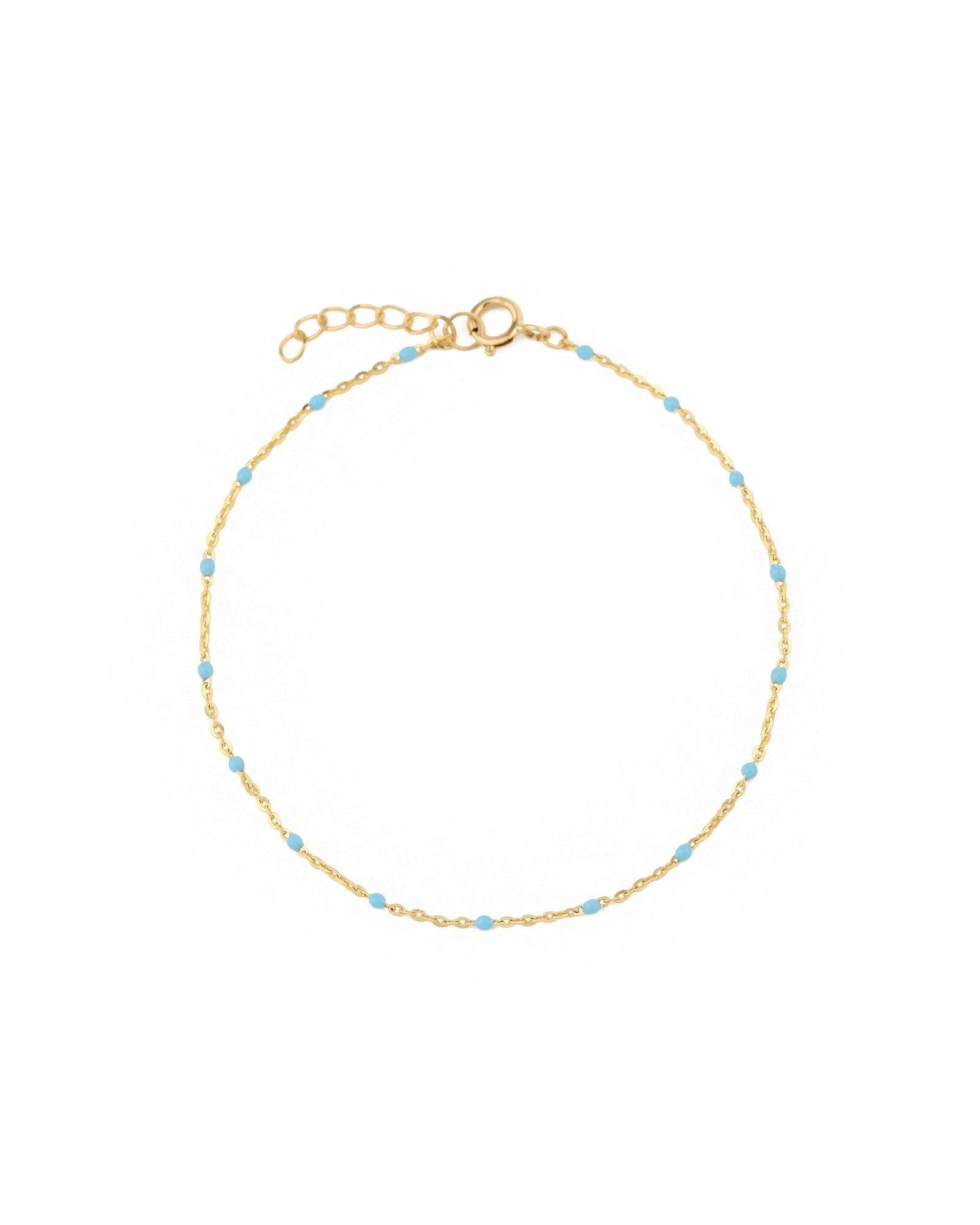 Enamel Bead Bracelet 10k Yellow Gold, Blue Enamel