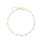 Enamel Bead Bracelet 10k Yellow Gold, Hot Pink Enamel