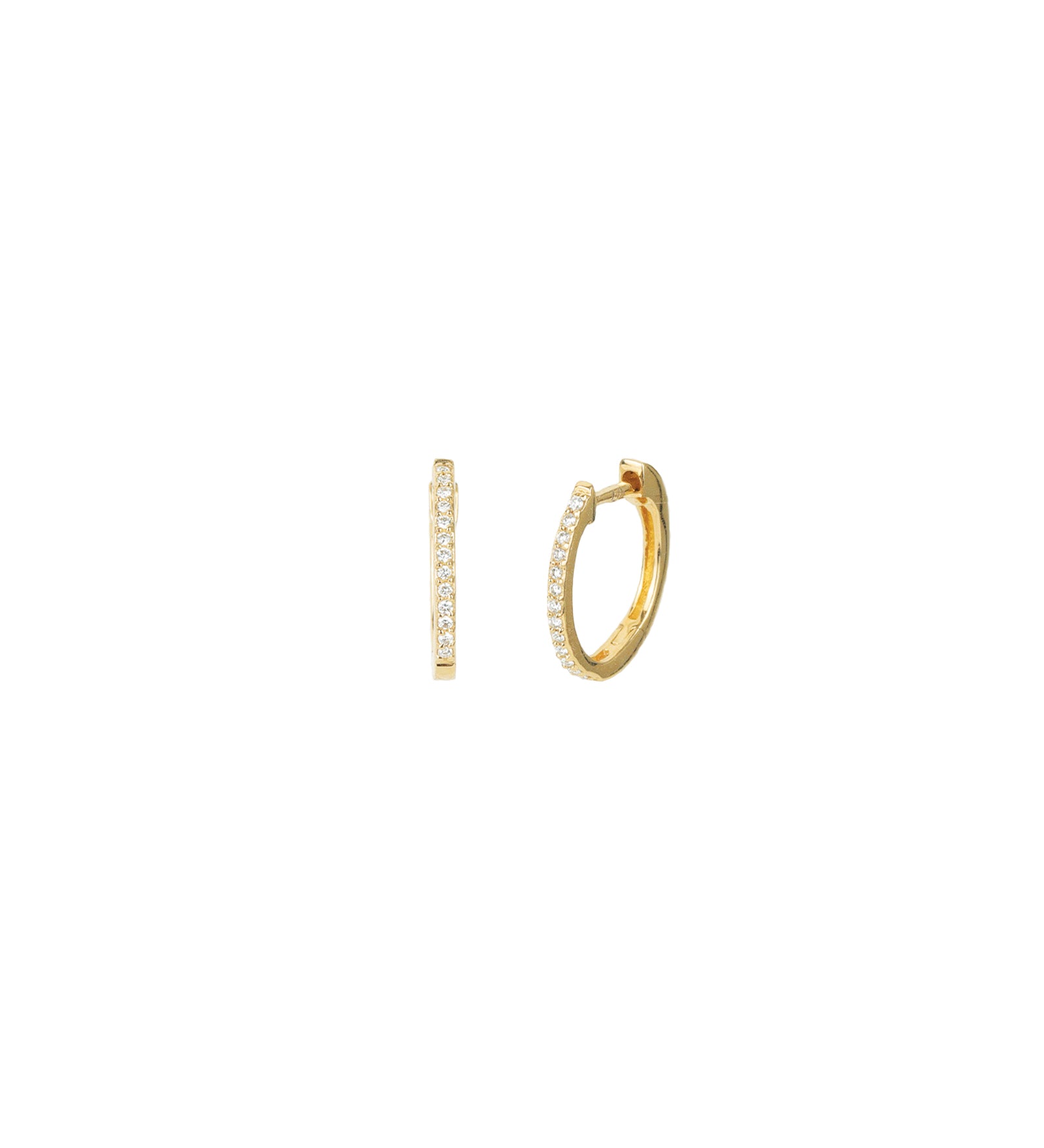 Oval Pavé Huggies | 11mm 14k Yellow Gold, Diamond