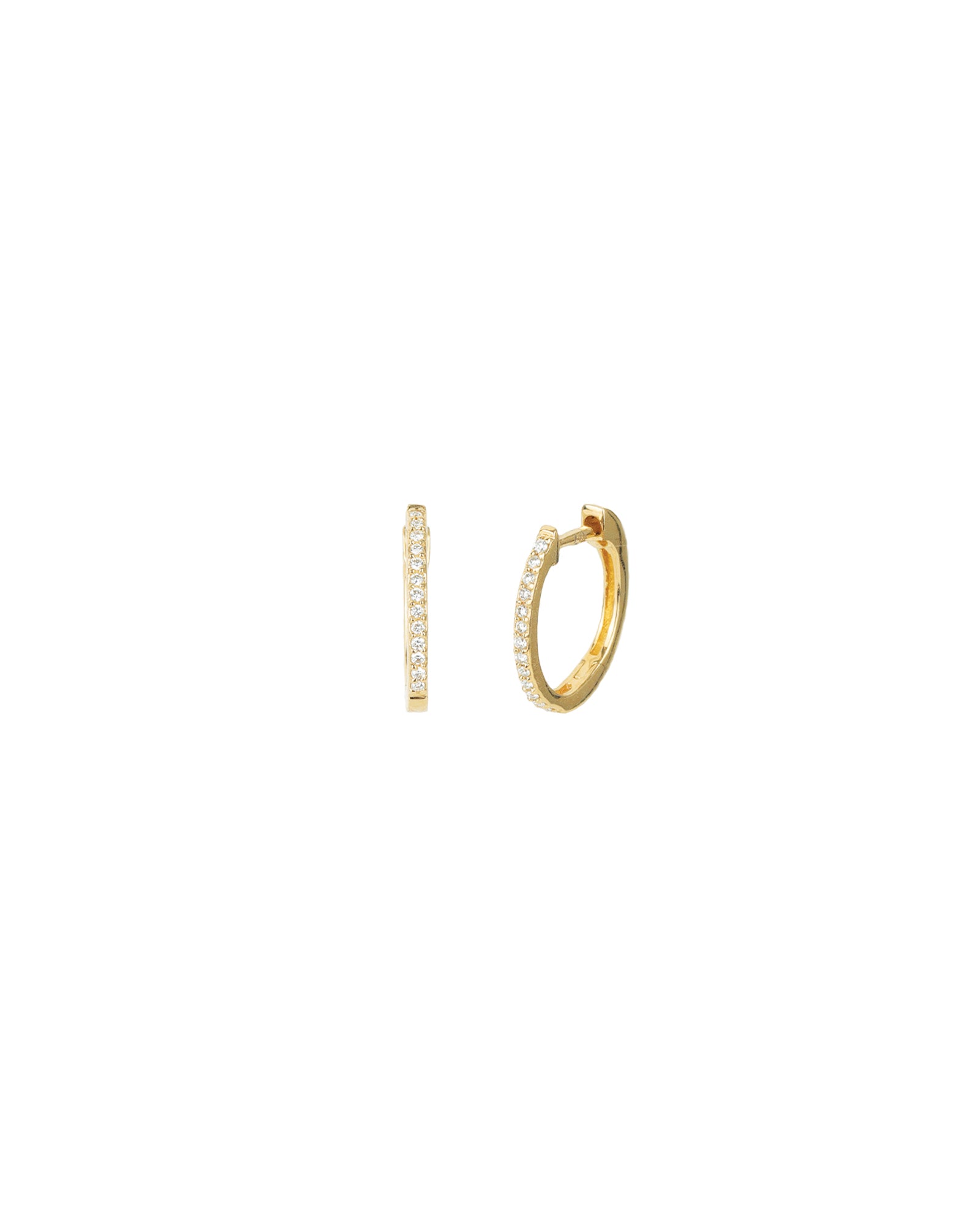 Oval Pavé Huggies | 11mm 14k Yellow Gold, Diamond