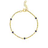 Bezel Sapphire Station Bracelet 14k Yellow Gold, Blue Sapphire