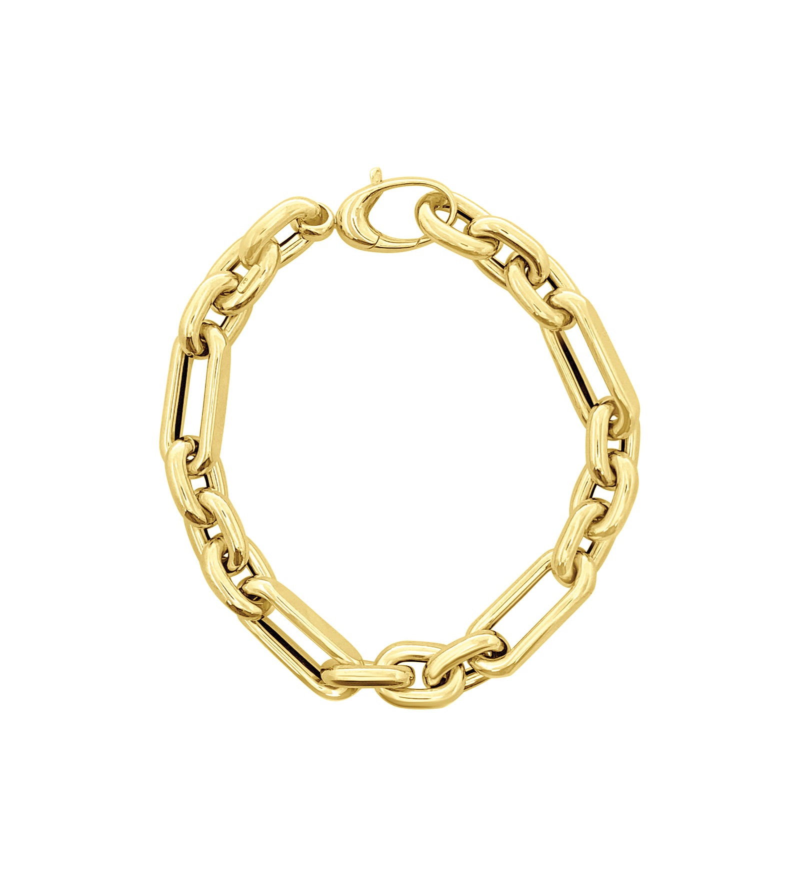 Rectangle Oval Link Bracelet 14k Yellow Gold