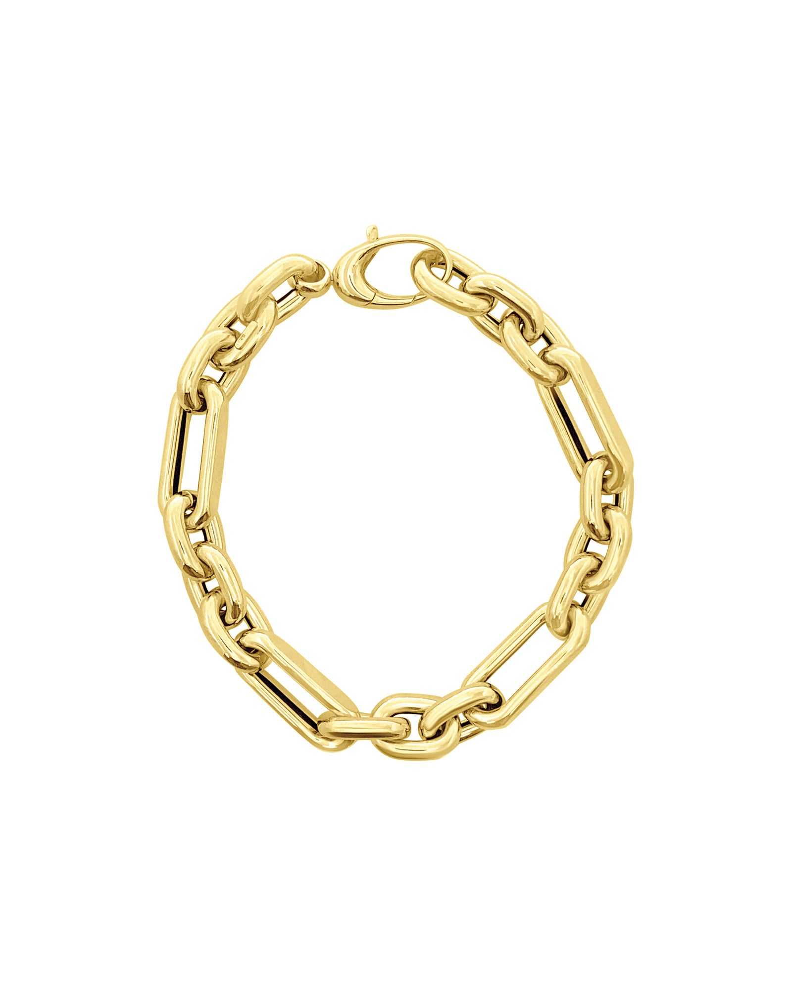 Rectangle Oval Link Bracelet 14k Yellow Gold