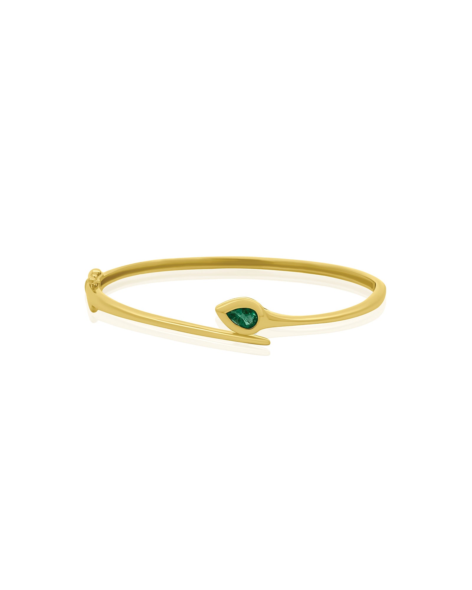 Wrap Teardrop Emerald Bangle 14k Yellow Gold, Emerald