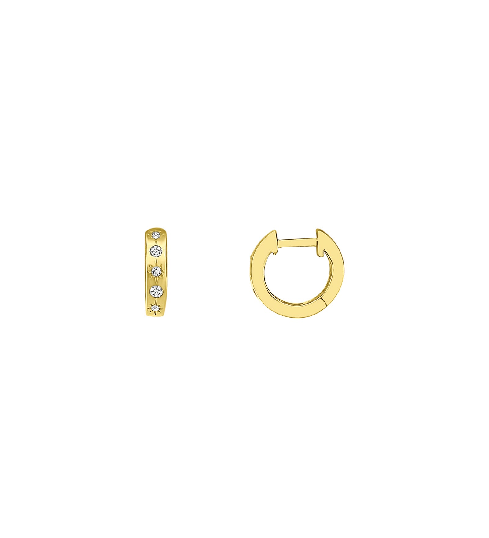 Diamond Huggies | 10mm 14k Yellow Gold, Diamond