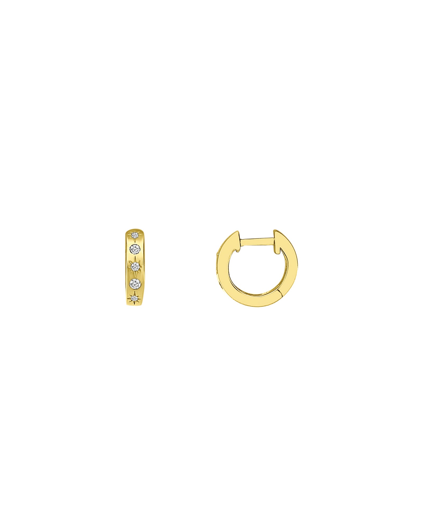 Diamond Huggies | 10mm 14k Yellow Gold, Diamond