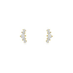 5 Marquise Diamond Curve Studs 14k Yellow Gold, Diamond