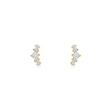 5 Marquise Diamond Curve Studs 14k Yellow Gold, Diamond