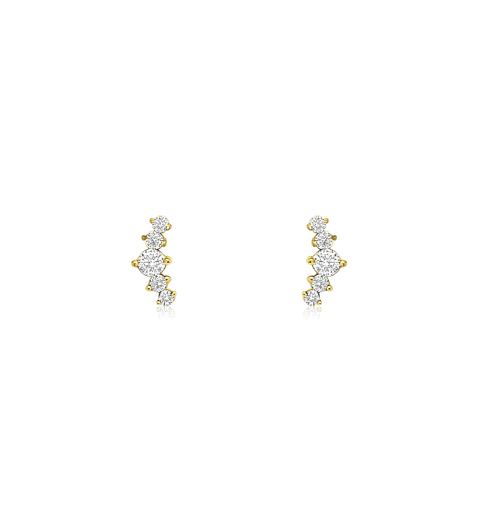 5 Marquise Diamond Curve Studs 14k Yellow Gold, Diamond