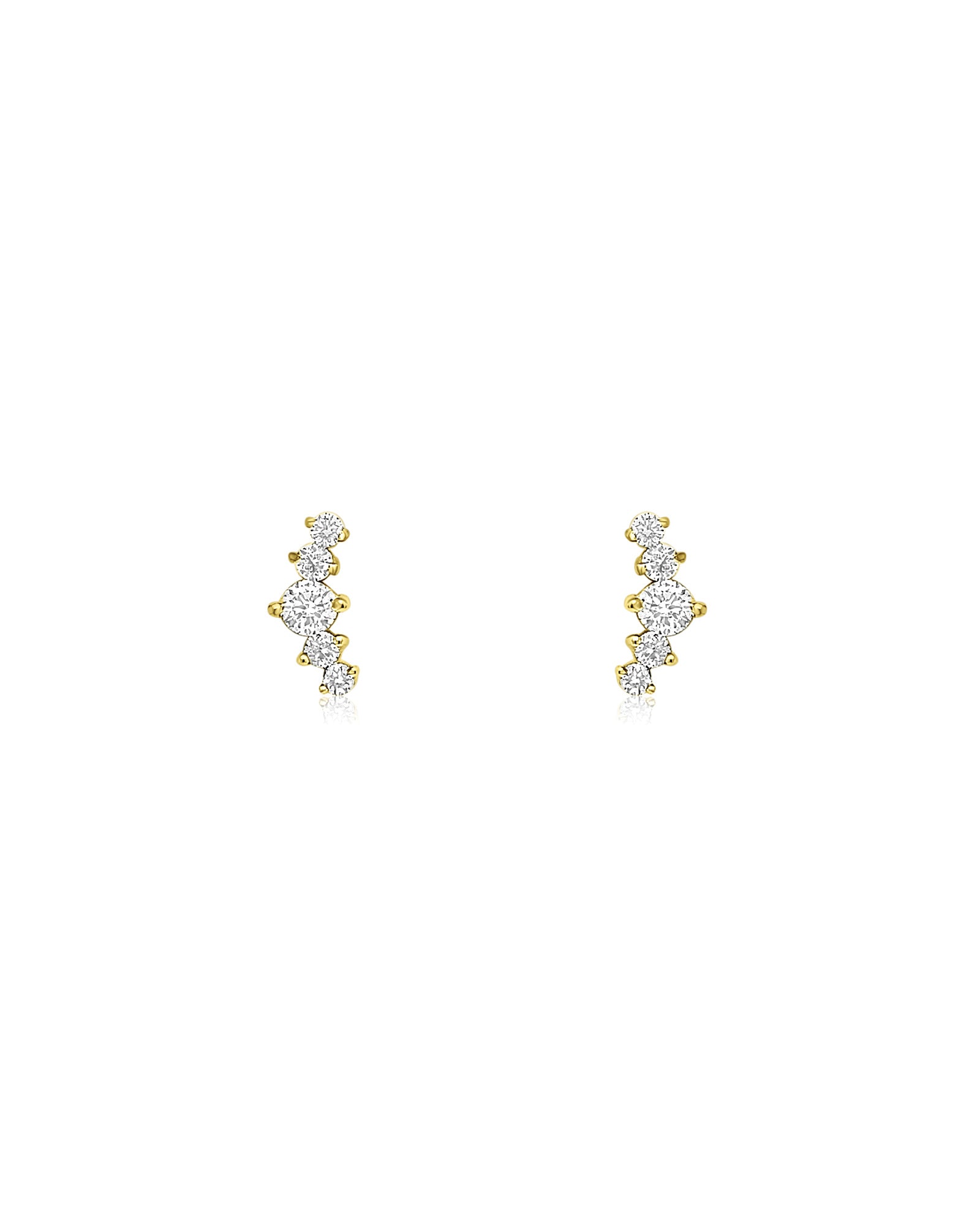 5 Marquise Diamond Curve Studs 14k Yellow Gold, Diamond