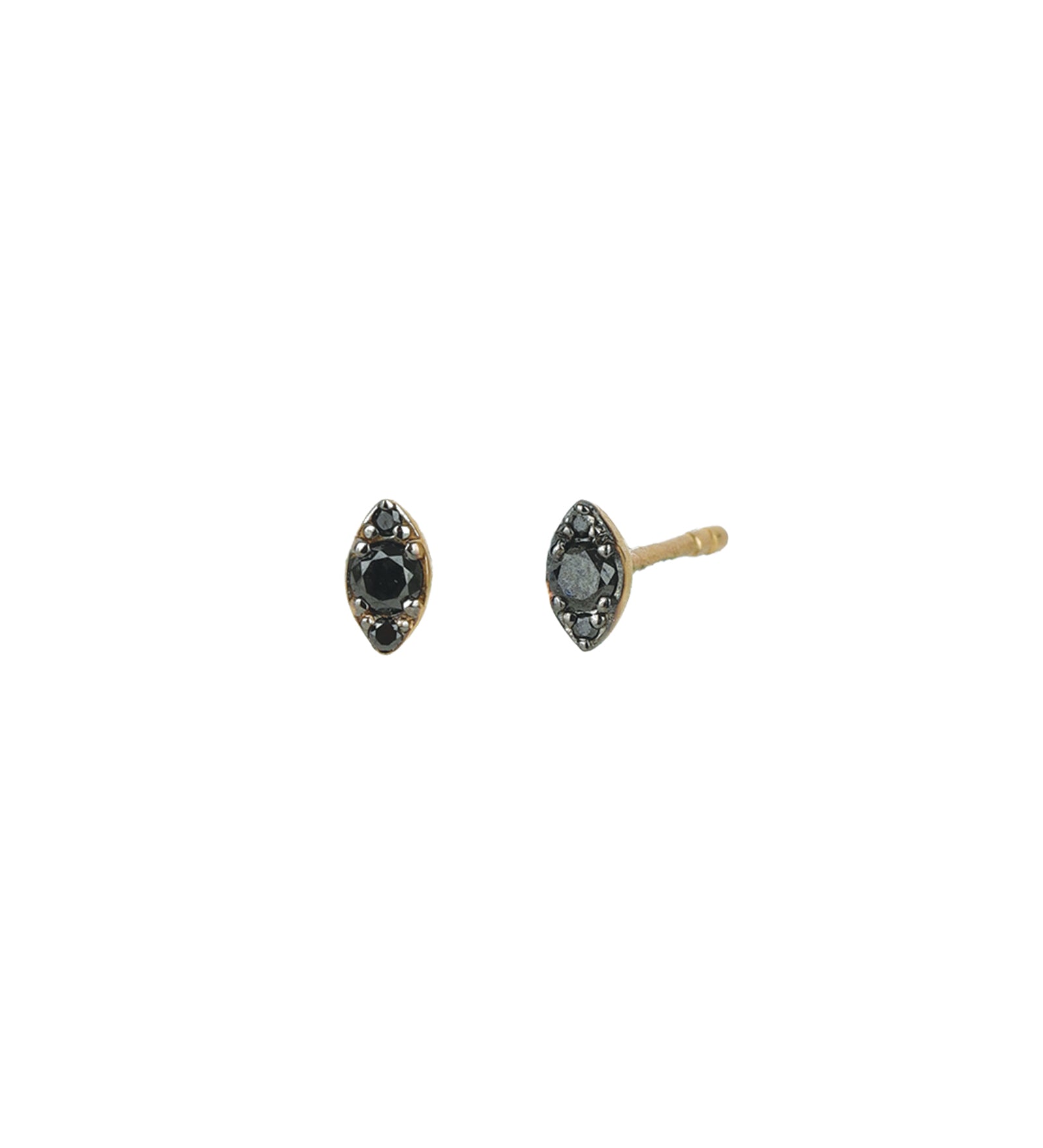 Goldhive-Marquise Black Diamond Studs-Earrings-14k Yellow Gold, Black Diamond-Blue Ruby Jewellery-Vancouver Canada