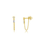 Baguette Diamond Chain Studs 14k Yellow Gold, Diamond