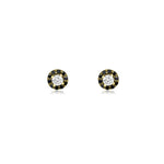 Diamond Halo Studs | 5mm 14k Yellow Gold, Diamond, Black Diamond