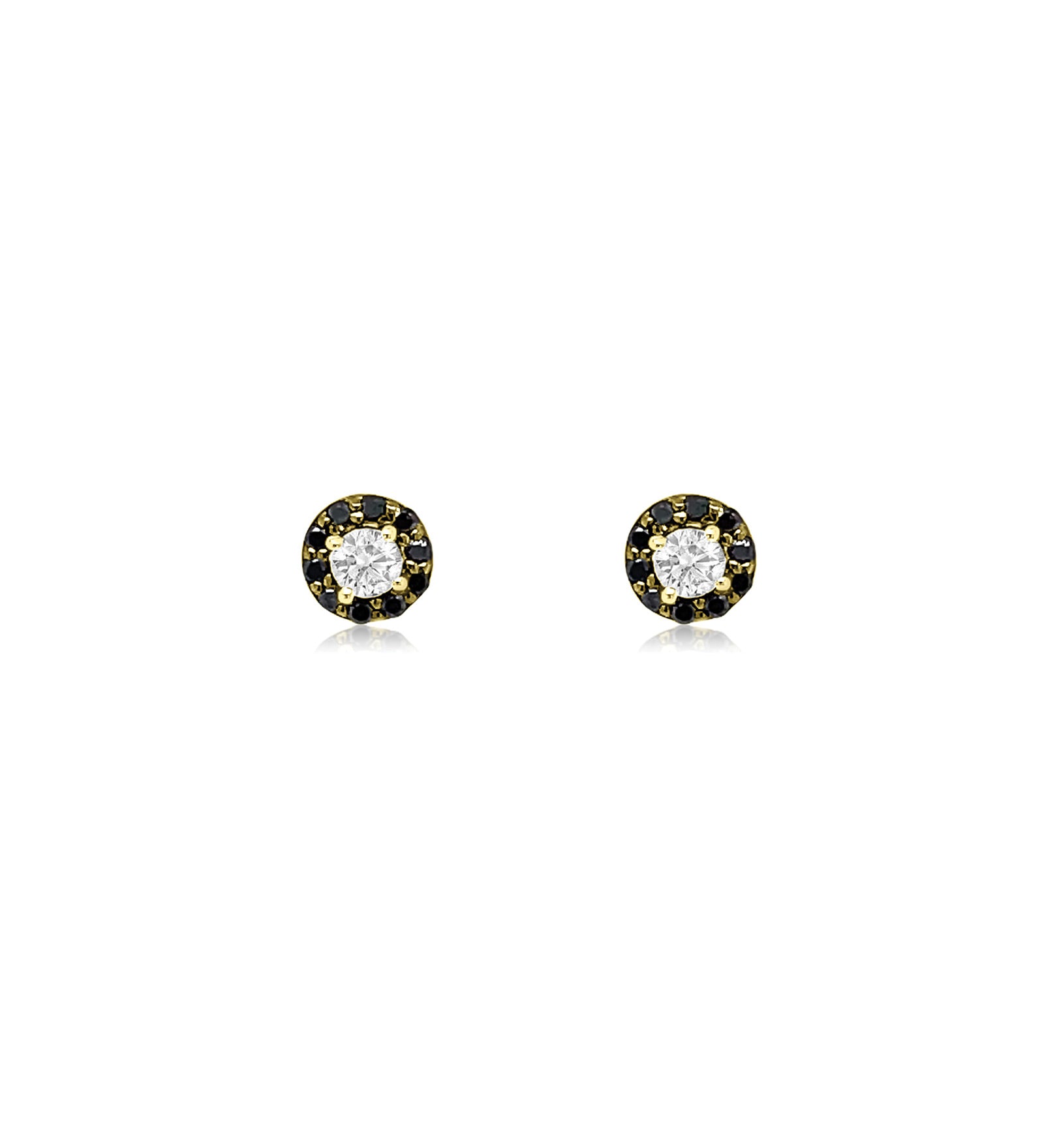 Diamond Halo Studs | 5mm 14k Yellow Gold, Diamond, Black Diamond