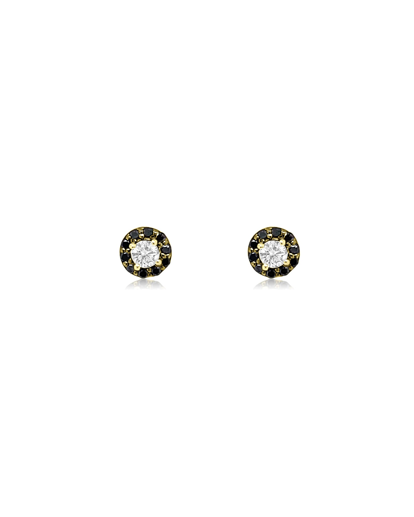 Diamond Halo Studs | 5mm 14k Yellow Gold, Diamond, Black Diamond