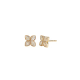 Mother of Pearl + Diamond Flower Studs 14k Yellow Gold, Diamond, Mother of Pearl