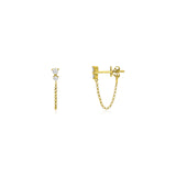 Two Triangle Diamond Studs 14k Yellow Gold, Diamond