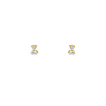 Rectangle Round Diamond Studs 14k Yellow Gold, Diamond