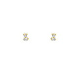 Rectangle Round Diamond Studs 14k Yellow Gold, Diamond