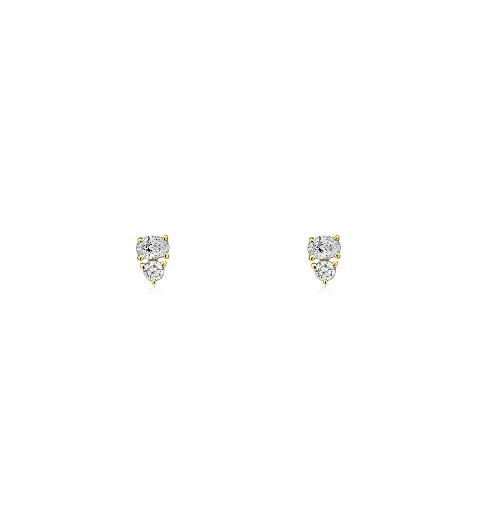 Square Triangle Diamond Studs 14k Yellow Gold, Diamond