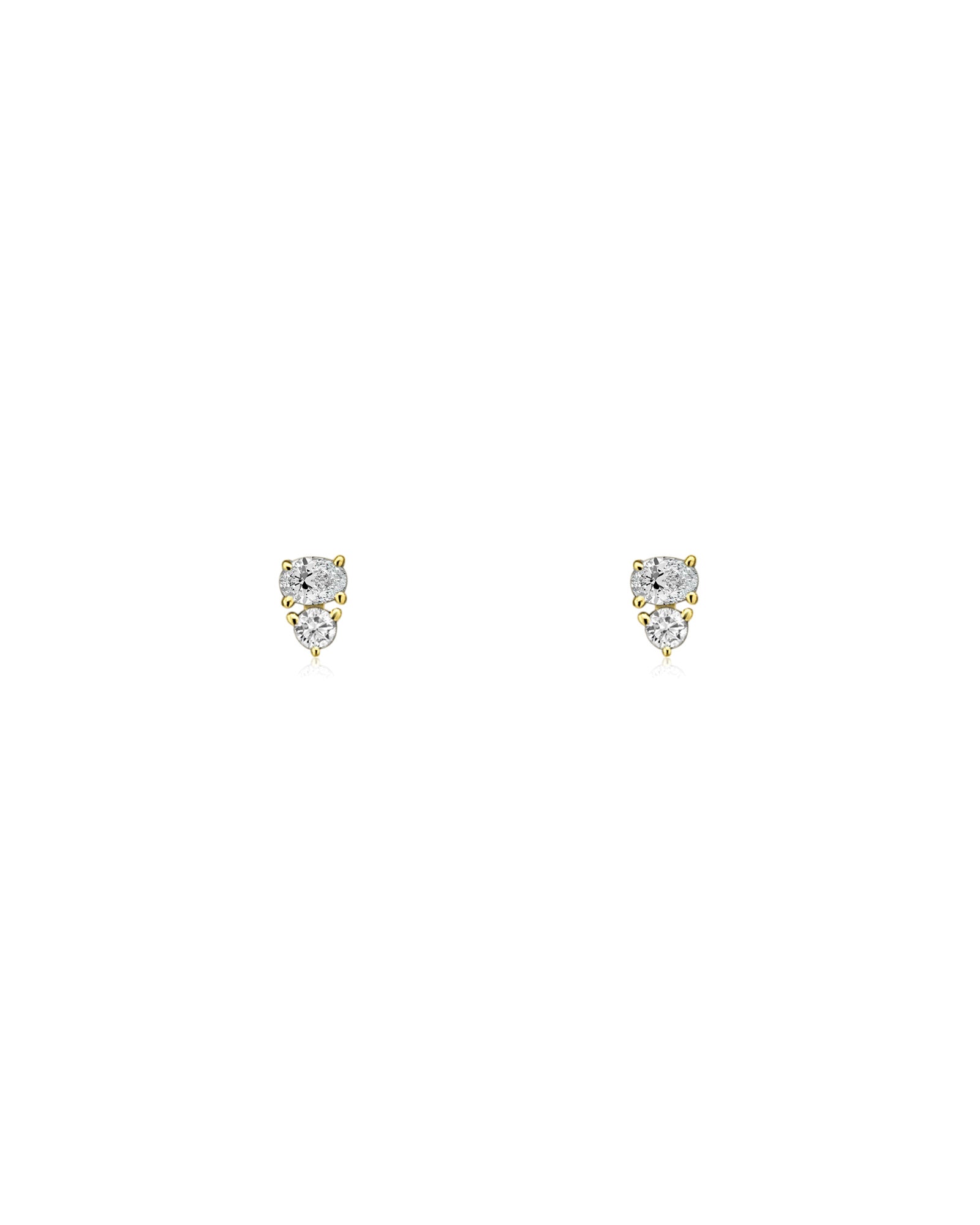 Square Triangle Diamond Studs 14k Yellow Gold, Diamond