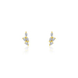 Mixed Four Diamond Studs 14k Yellow Gold, Diamond