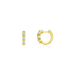 Triple Pear Diamond Huggies | 12mm 14k Yellow Gold, Diamond